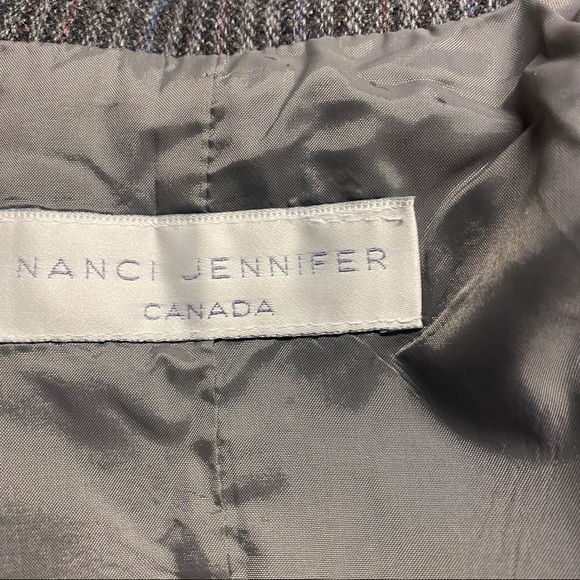 Vintage Nanci Jennifer wool blend blazer one button closure strip striped - Picture 6 of 7